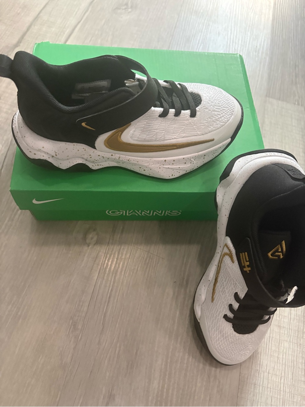 Nike Giannis Youth Basketball Sneakers - White, Black & Gold